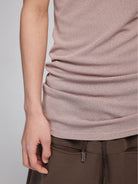 SIMPLE PROJECT Longline Stretch Knit Tank Top in Pink - On Model