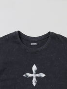 SMFK Washed Cross Graphic Cotton T Shirt in Gray - Detail