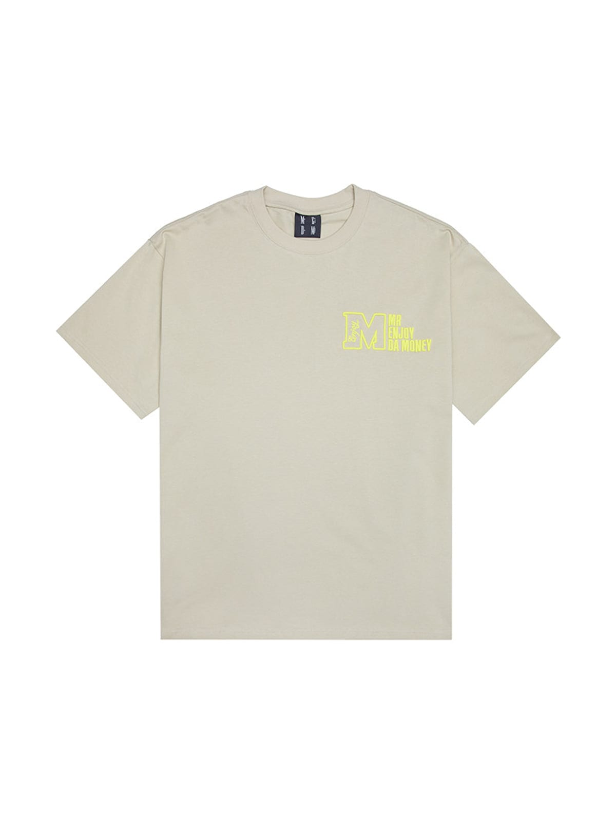 MEDM Half Sleeve Cotton Logo T Shirt in Beige