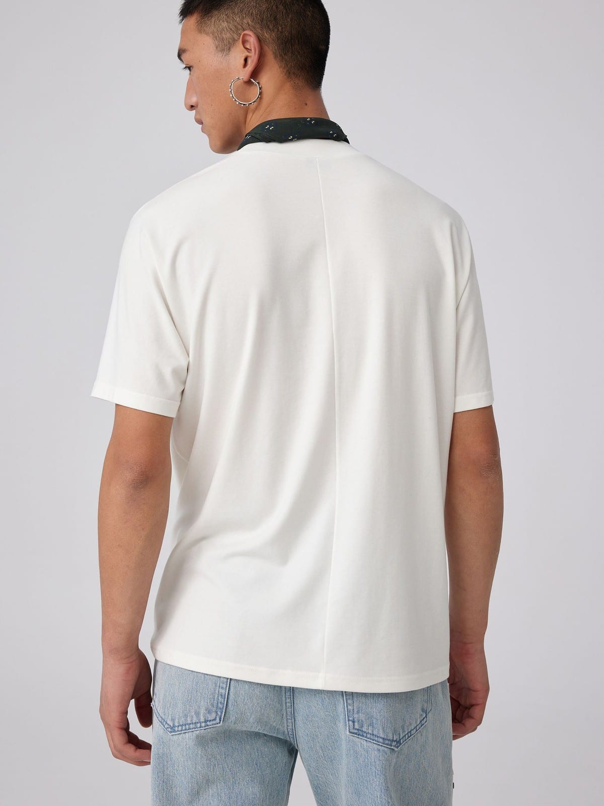 SIMPLE PROJECT Wool Blend Crewneck T Shirt in White - On Model