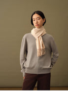 TEASEL Merino Wool Crewneck Sweatshirt in Gray - On Female Model