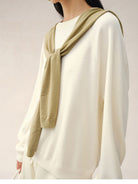 TEASEL Washable Merino Wool Sweatshirt in White - On Female Model
