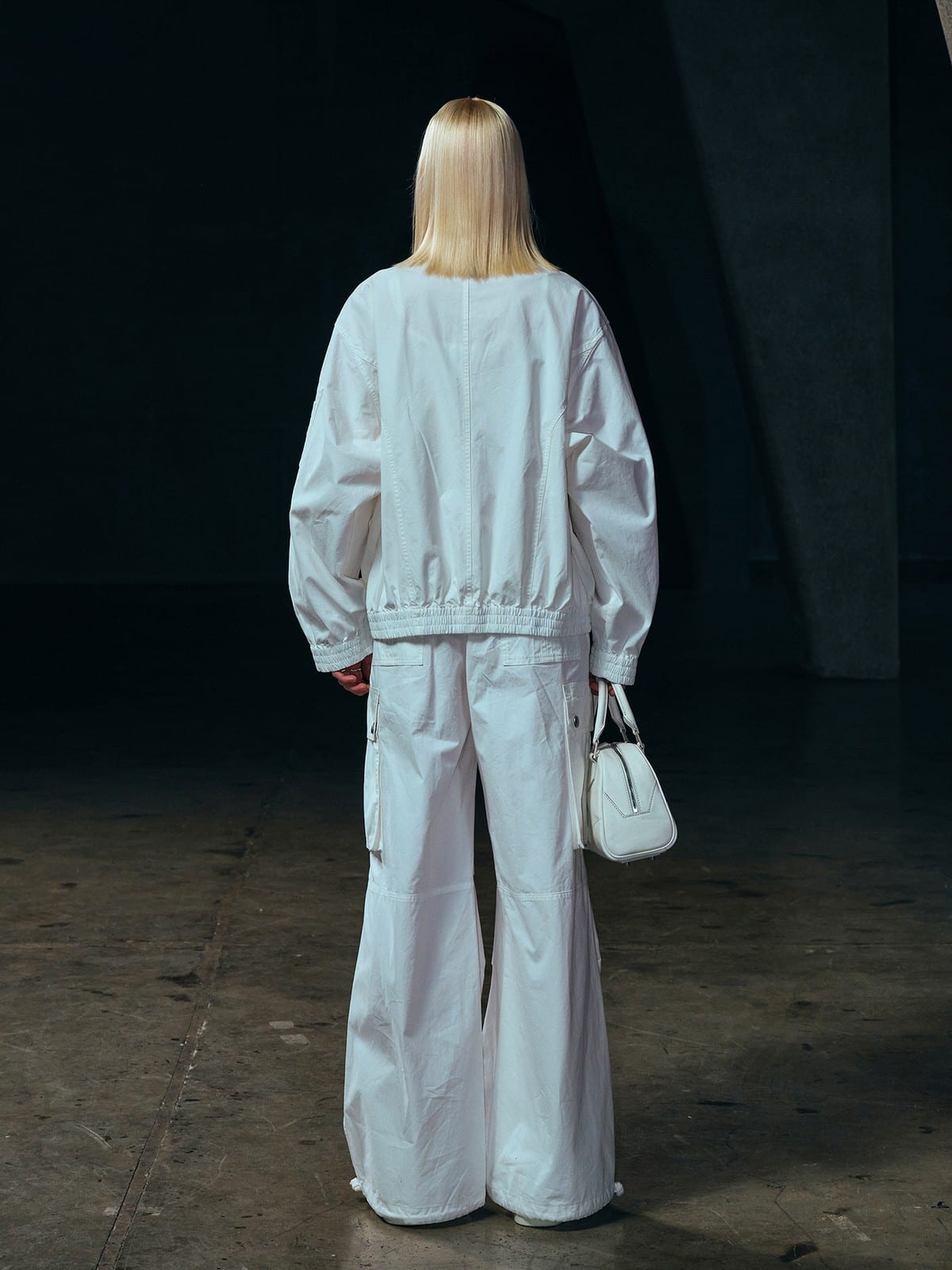 SMFK Garment Dyed Cotton Training Jacket in White - On Model