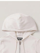 SMFK Vintage Wash Zip Up Cotton Hoodie in Cream - Detail