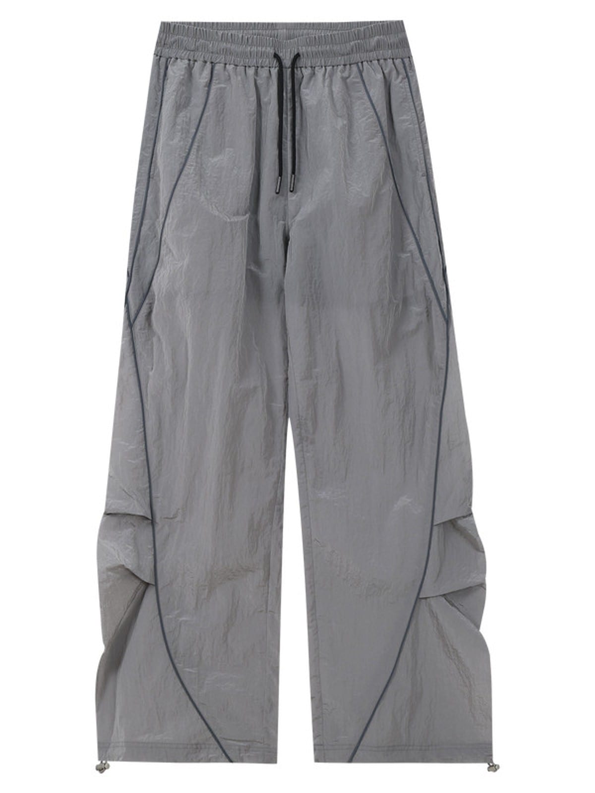 MEDM Glossy Piped Techwear Track Pants in Light Gray