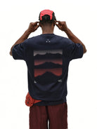 FPA Quick Dry Polka Dot T Shirt in Navy Blue - On Model