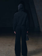 SMFK Curved Seam Cotton Joggers in Black - On Model