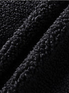 D5ove Sherpa Fleece Half Zip Sweatshirt in Black - Detail