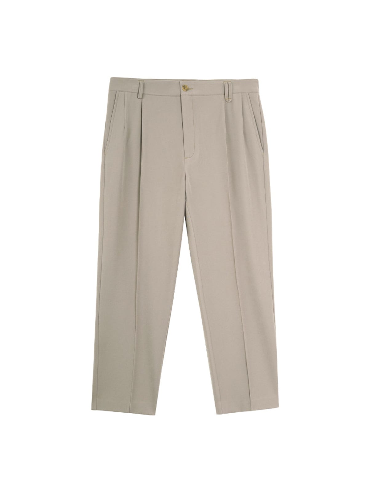 SIMPLE PROJECT Center Seam Cropped Trousers in Beige