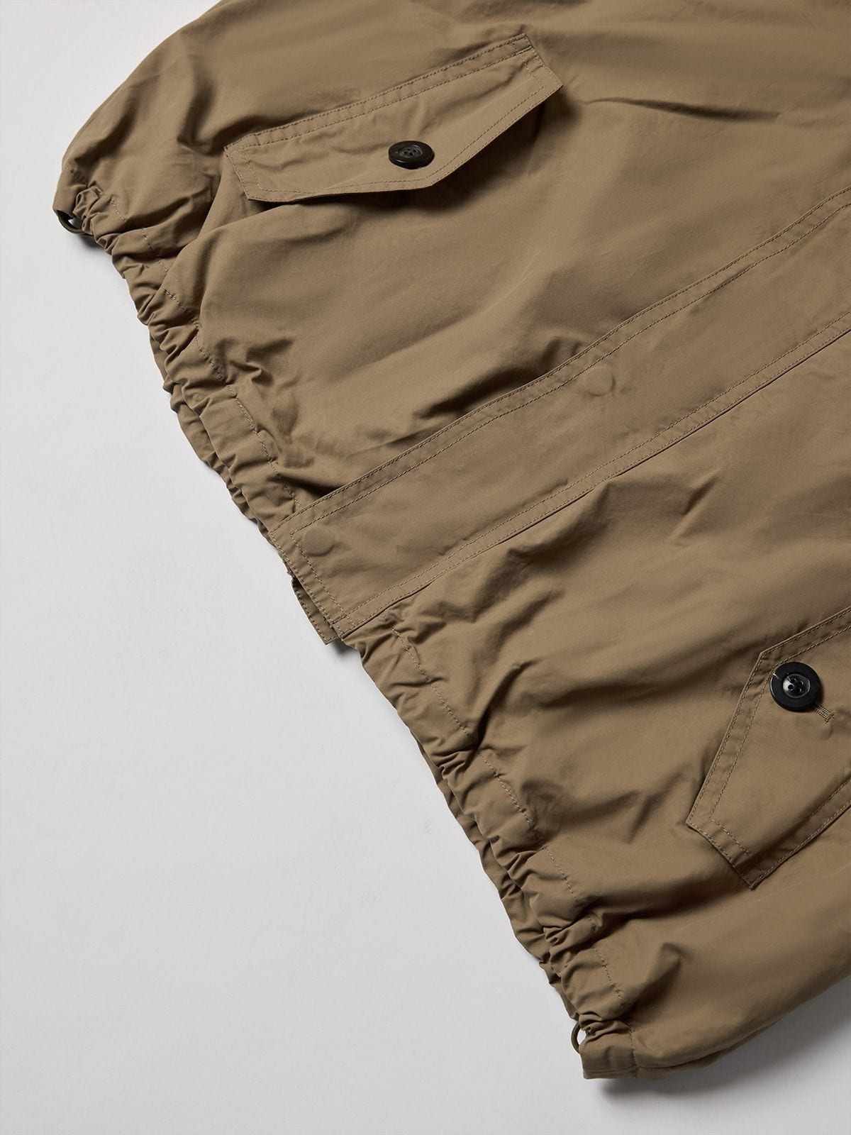 Random Piece Cotton Blend Cropped Drawstring Jacket in Beige - Detail