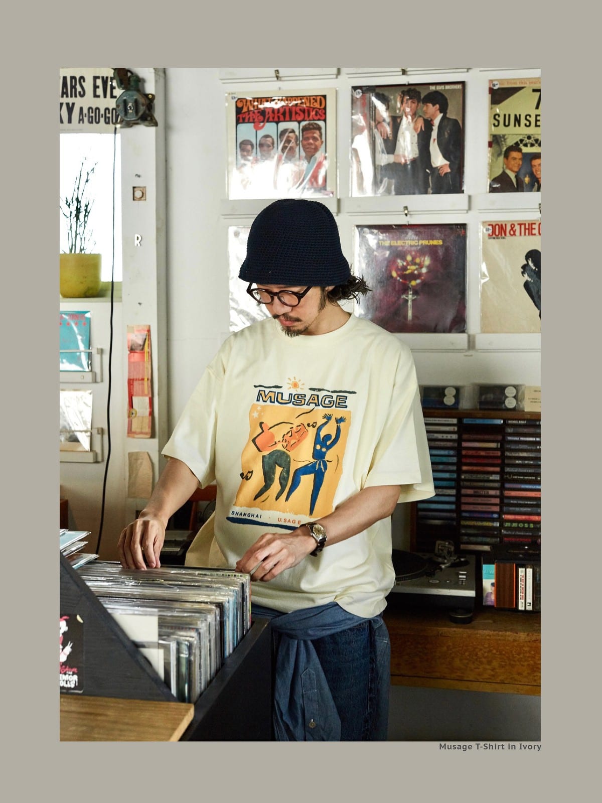 USAGE Heavyweight Graphic Cotton T Shirt in White - On Male Model