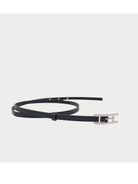 PANLULUPAN Thin Leather Belt with Matte Silver Buckle in Gray