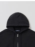 SMFK Oversized Zip Up Cotton Hoodie in Black - Detail