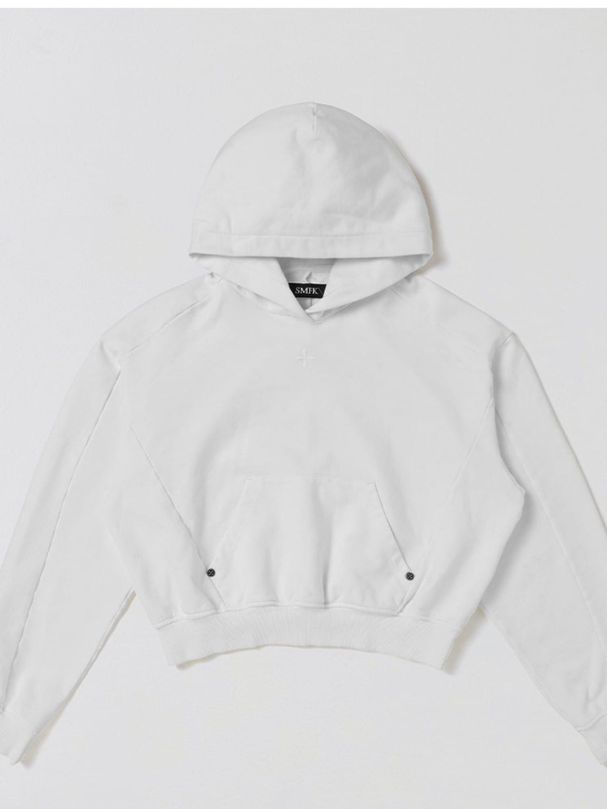 SMFK Meditation Cropped Cotton Hoodie in White