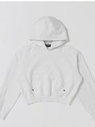 SMFK Meditation Cropped Cotton Hoodie in White