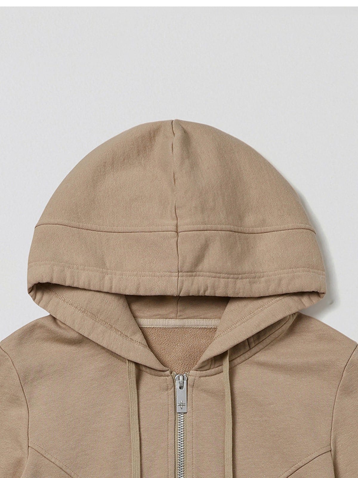 SMFK Cotton Blend Zip Up Hoodie in Beige - Detail