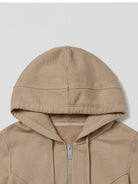 SMFK Cotton Blend Zip Up Hoodie in Beige - Detail