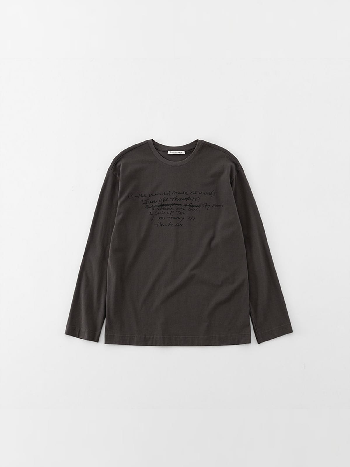 Random Piece Script Letter Print Cotton T Shirt in Gray