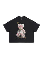 D5ove Sad Bear Graphic Half Sleeve T Shirt in Black