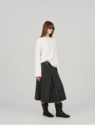 ACSENSE STUDIO Pleated Wool Blend Culottes in Gray - On Female Model