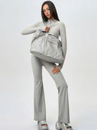 SMFK Large Polyamide Fitness Bag in Gray - On Female Model