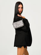 SMFK Cross Badge Leather Shoulder Bag in White - On Female Model