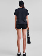 SMFK Washed Cross Graphic Cotton T Shirt in Gray - On Model