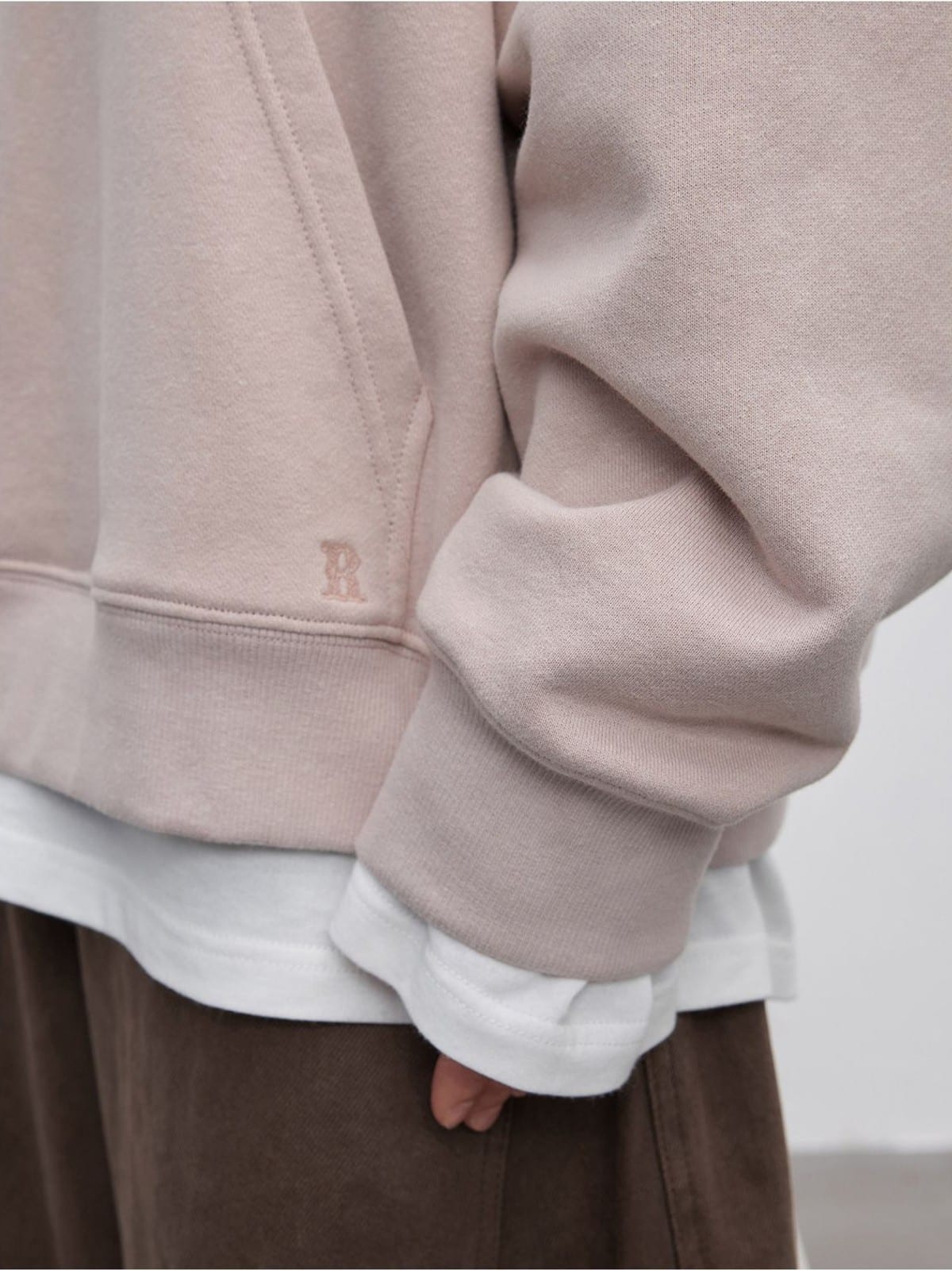 Random Piece Cotton Blend Drop Shoulder Hoodie in Pink - On Model