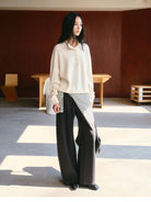 TEASEL Worsted Wool Henley Sweatshirt in Cream - On Female Model