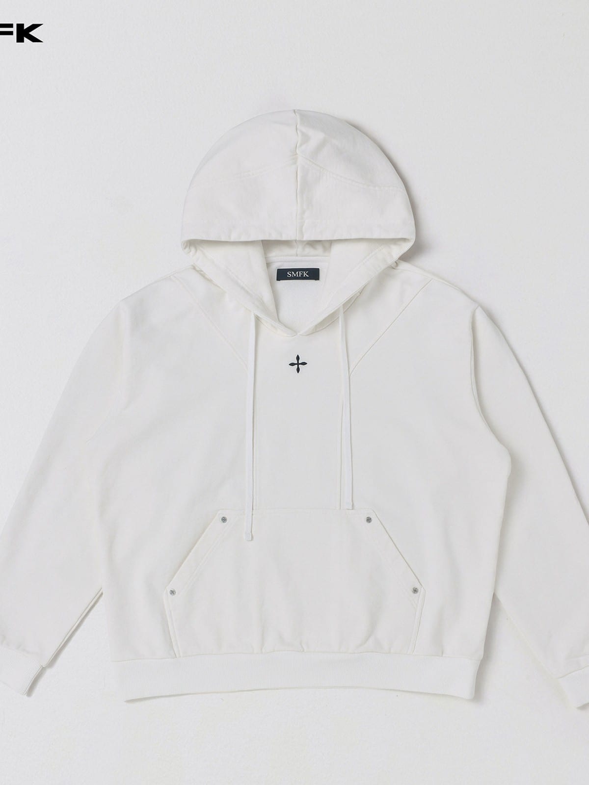 SMFK Cotton Wool Blend Oversized Hoodie in White