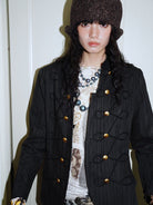BADTASTE Braided Trim Equestrian Blazer in Gray - On Female Model