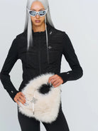 SMFK Plush Mini Handbag in White - On Female Model