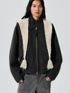 SIMPLE PROJECT Double Faced Wool Harrington Jacket in Gray - On Female Model
