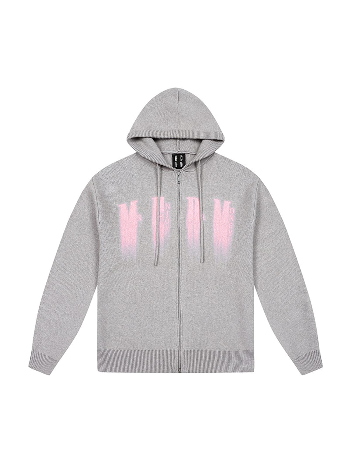 MEDM Zip Up Hooded Knit Cardigan in Gray