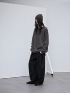 Random Piece Cotton Kapok Blend Crewneck Sweatshirt in Gray - On Female Model