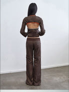 RARELY ALIKE Detachable 2 in 1 Nylon Sports Jacket in Brown - On Female Model