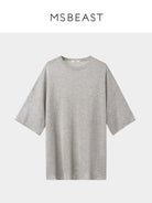 MSBEAST Sheer Lyocell Cashmere Half Sleeve T Shirt in Gray