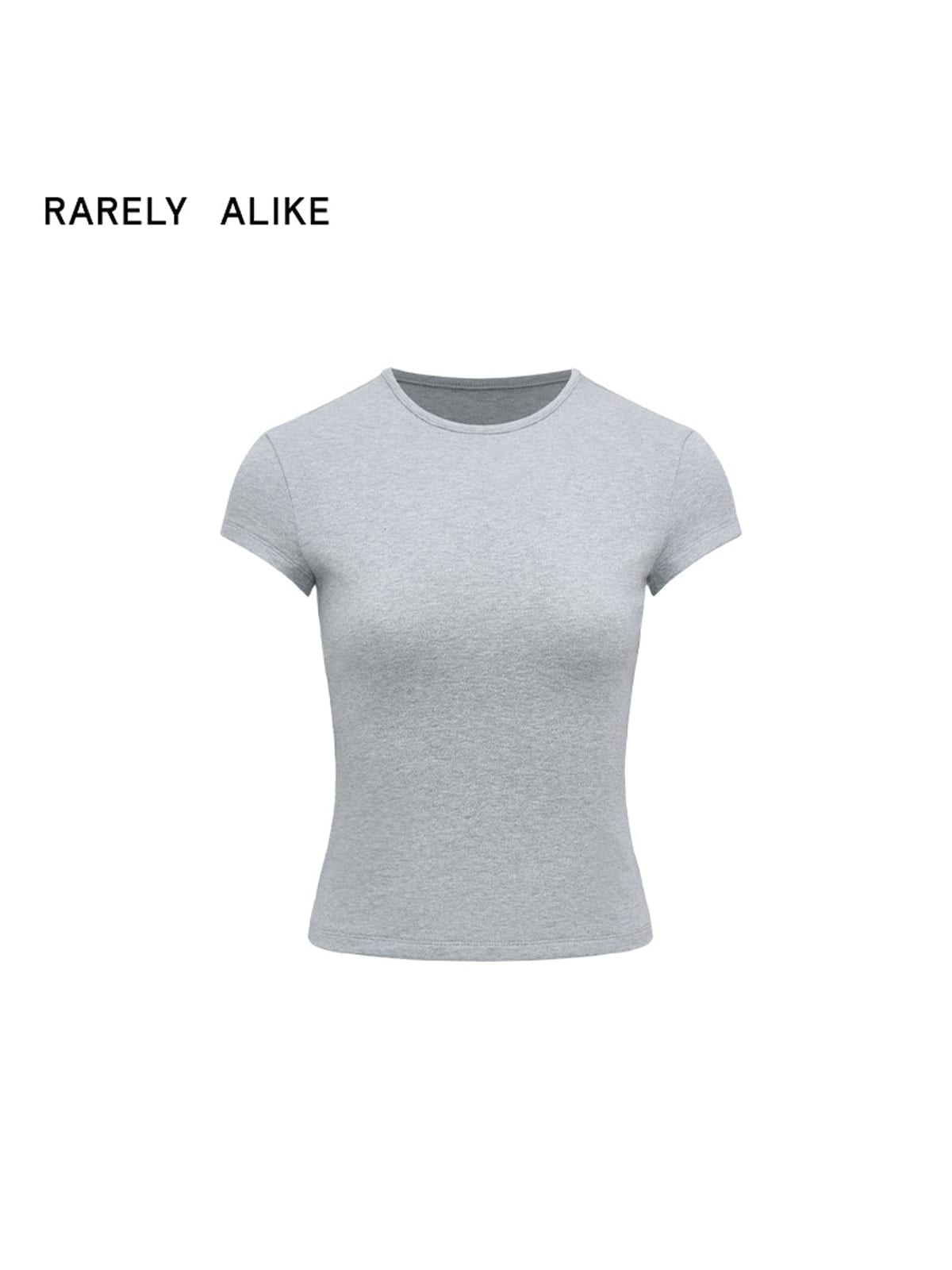 RARELY ALIKE Hourglass Cotton Crew Neck T Shirt in Gray