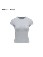 RARELY ALIKE Hourglass Cotton Crew Neck T Shirt in Gray