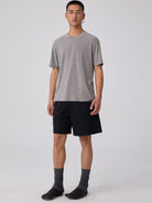 SIMPLE PROJECT Wool Blend Crewneck T Shirt in Gray - On Male Model