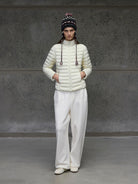 Alright Then Lightweight Stand Collar Down Jacket in White - On Female Model