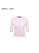 RARELY ALIKE Pure Wool Half Sleeve Cardigan in Pink