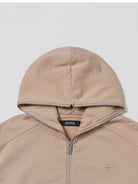 SMFK Oversized Cotton Wool Zip Up Hoodie in Beige - Detail