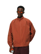FPA Cotton Blend Stand Collar Jacket in Orange - On Male Model