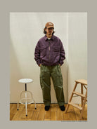 USAGE Heavyweight Canvas Cropped Workwear Jacket in Purple - On Male Model