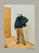 USAGE Heavyweight Cotton Half Zip Sweatshirt in Navy Blue - On Male Model