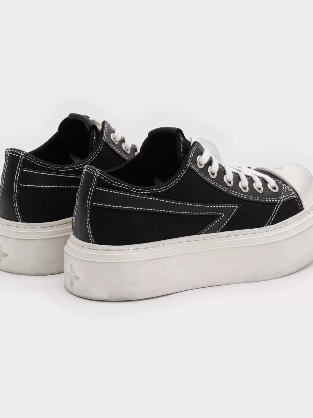 SMFK Distressed Canvas Skate Sneakers in Black