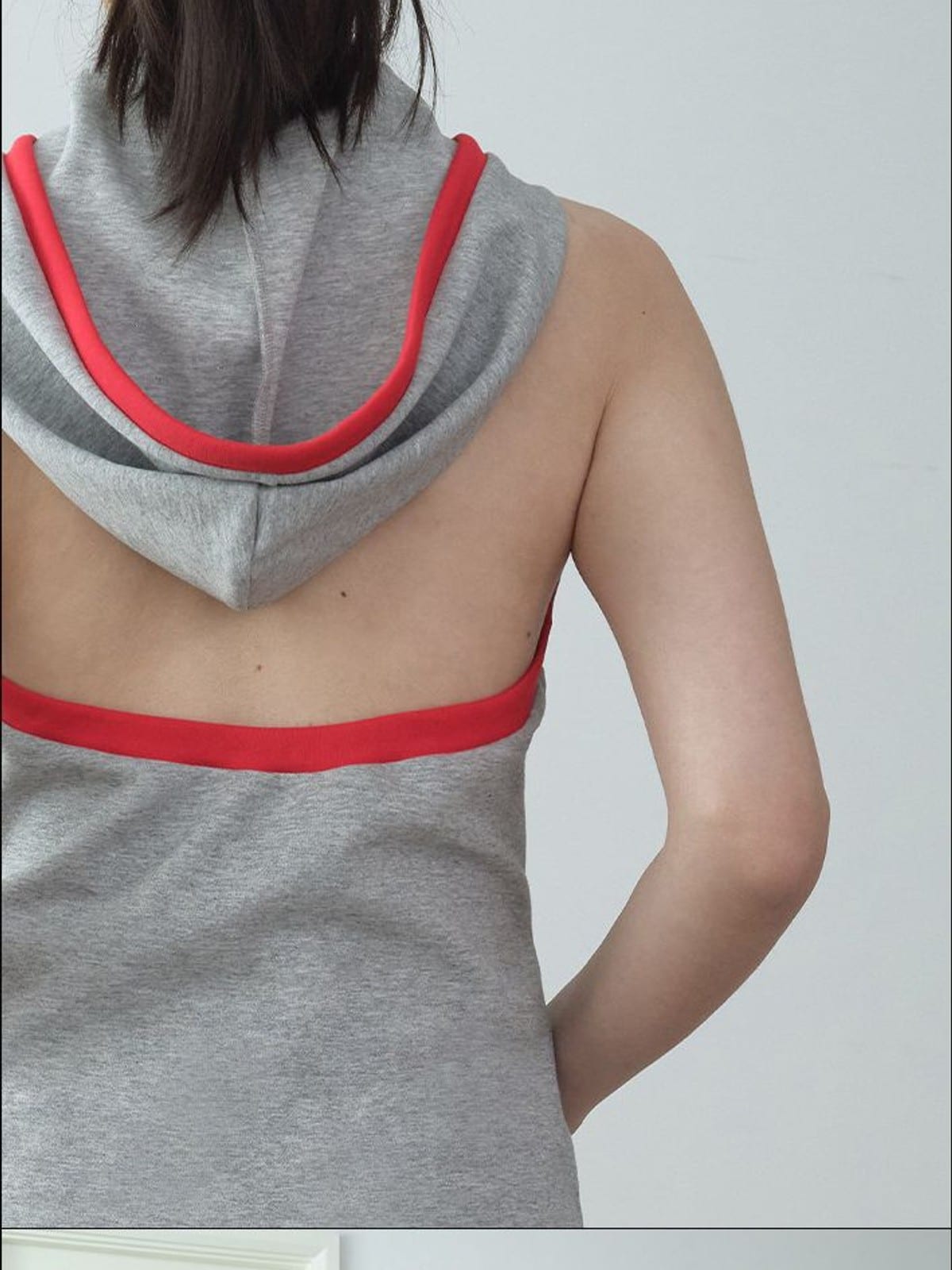 RARELY ALIKE Hooded Half Zip Sweatshirt Dress in Gray - On Female Model