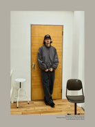 USAGE Lightweight Nylon Zip Up Jacket in Gray - On Male Model