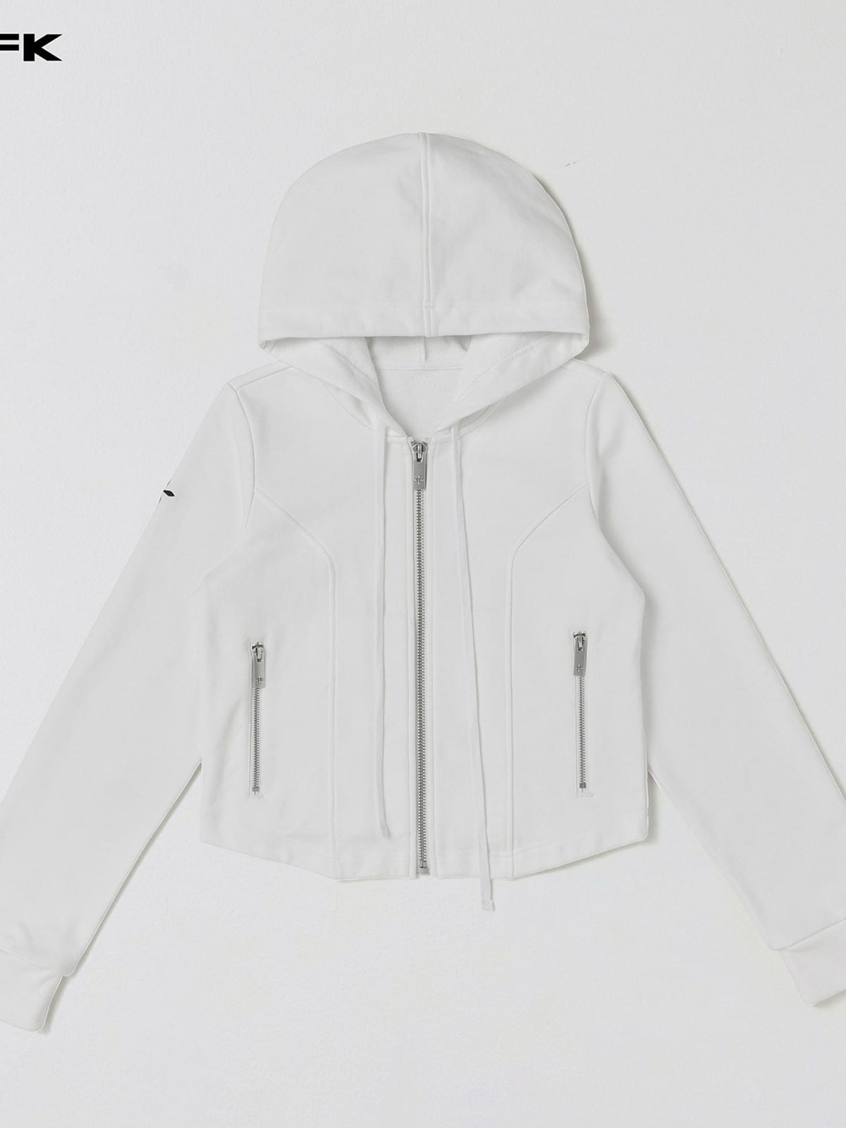 SMFK Cotton Blend Slim Zip Up Hoodie in White